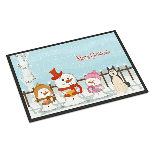 Carolines Treasures Merry Christmas Carolers West Siberian Laika Spitz Indoor or Outdoor Mat, 18 x 0.25 x 27 in. BB2356MAT - main